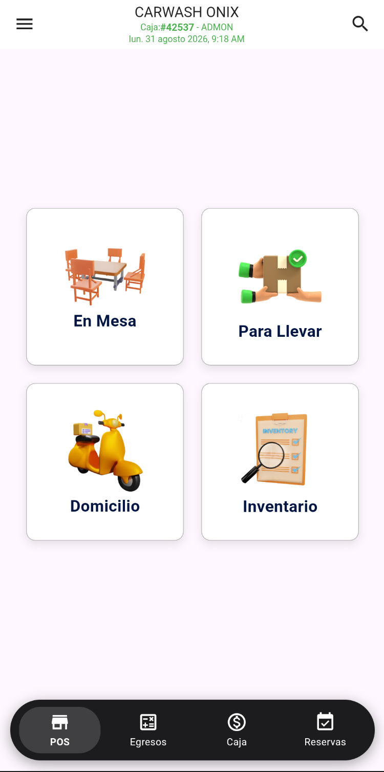 X2 - Tipos de pedido: en mesa, para llevar y domicilio